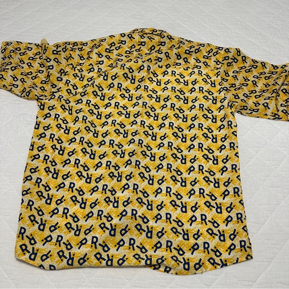 Vintage Rocawear 3XL Button Up Shirt All Over Print Y2K Hip Hop Yellow Blue - Picture 4 of 6